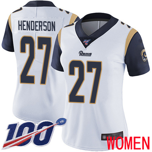 Los Angeles Rams Limited White Women Darrell Henderson Road Jersey NFL Football #27 100th Season Vapor Untouchable->women nfl jersey->Women Jersey